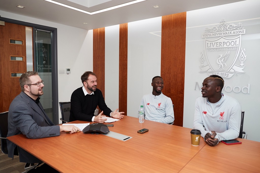 Doppelinterview: Sadio Mané und Naby Keita (von rechts) empfangen uns zum Interview in Melwood Foto: Paul Greenwood